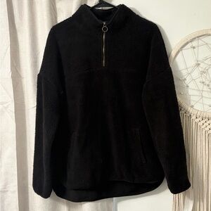Time and Tru Black Half-Zip Women Sweater